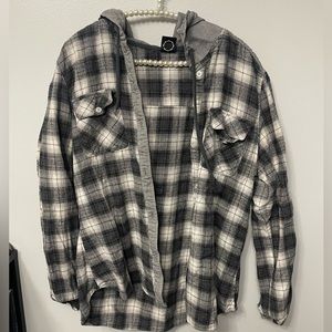Grey Hooded Flannel